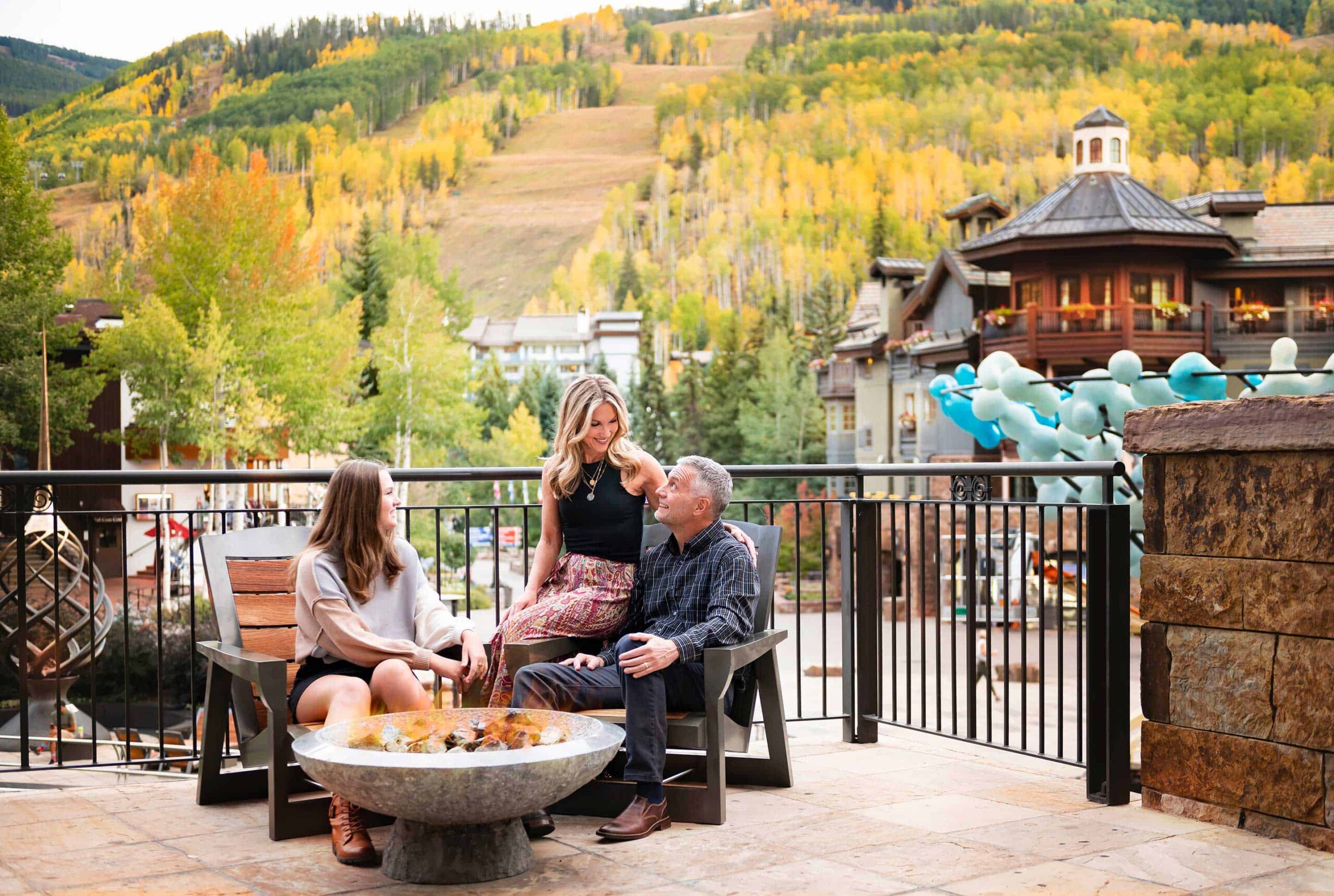 Family in Vail Village in the Fall